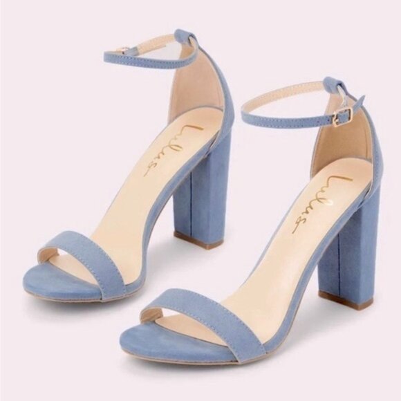 Lulu’s Taylor Blue Suede Ankle Strap Heels - Picture 1 of 14